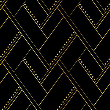 Luxury Black And Gold Geometric Seamless Pattern