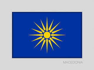 The Vergina Sun. Macedonian Flag Unofficial Version. National Ensign Aspect Ratio 2 to 3 on Gray