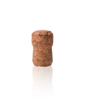 Cork from champagne or wine isolated on white