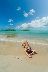Fototapeta na wymiar woman resting at the tropical Railay beach