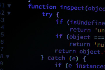 Lines of code of a software with several colors. Software concept