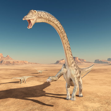 Dinosaurier Diplodocus in der Wüste