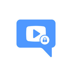 Video Chat icon with padlock sign. Video Chat icon and security, protection, privacy symbol