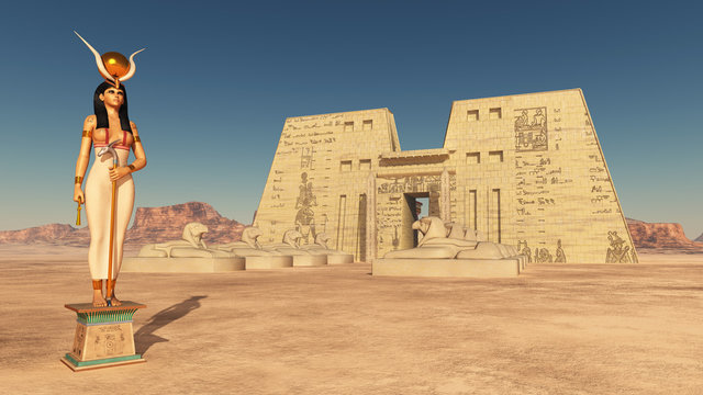 Tempel des Horus von Edfu und Göttin Hathor