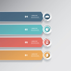 Colorful Modern Paper Cut Style Infographics Design - Horizontal Arrow Shaped List Items with Icons
