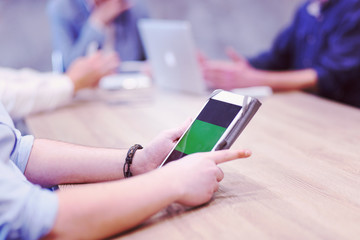 businessman using tablet computer