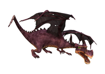 3D Rendering Fantasy Dragon on White