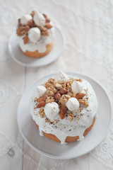 Easter cakes  with nuts on a plate