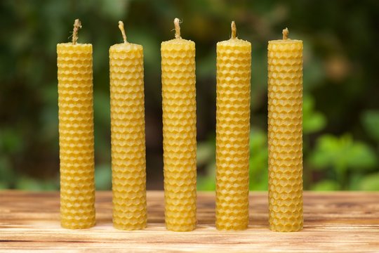 Candles  of fragrant honeycomb bee wax