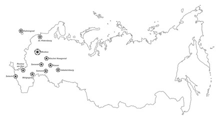 Russland '18 - Austragungsorte (Weiß)