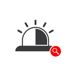 Emergency icon with research sign. Emergency icon and explore, find, inspect symbol