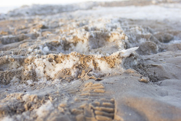 Iced spring on beach