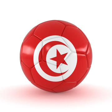 Fußball mit Tunesien Flagge auf weißem Hintergrund