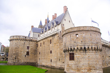 View on the external walls of Breton Castle in Nantes, France