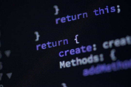 Lines of code of a software with several colors. Software concept