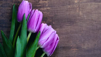 Papier Peint photo autocollant Lilas close-up bunch of purple tulips background bouquet of lilac tulips