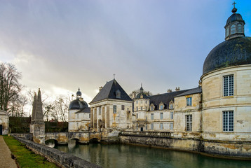 Fototapeta na wymiar View of majestic french castle in Tanlay, Burgundy, France