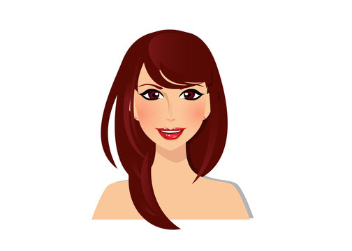 red hair woman portrait, smiling, white background clip art preview