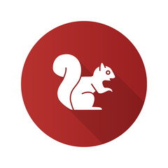 Squirrel flat design long shadow glyph icon