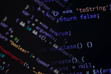 Lines of code of a software with several colors. Software concept