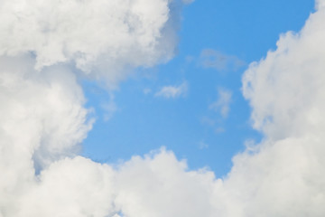 White fluffy clouds against a blue sky, background