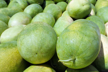 Watermelons on display in Rarotonga market Cook Islands