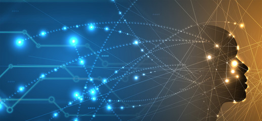 Artificial intelligence. Technology web background. Virtual concept