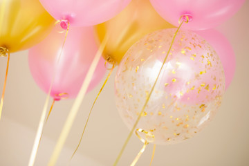 balloons white, pink and gold color