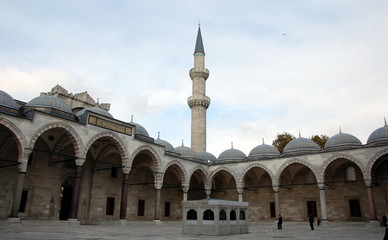 Inner courtyard of Suleymaniye Mosque, Istanbul, Turkey