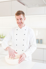 Chef tossing pizza dough