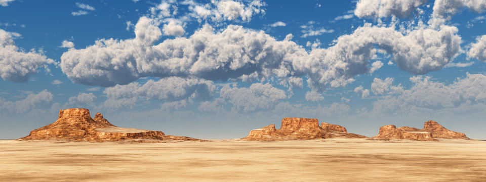 Wüstenpanorama und Schönwetterwolken