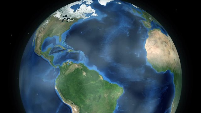 Zooming through space to a country on the globe in South America animation - Venezuela - Image Courtesy of NASA