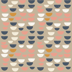 Modern vector abstract seamless geometric pattern with  semicircles in retro scandinavian style