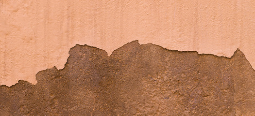 Damaged Painted Beige Brown Old Wall Banner Background Texture