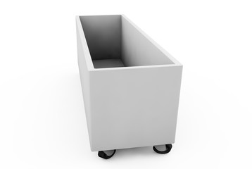 box on wheels 3D render on white background