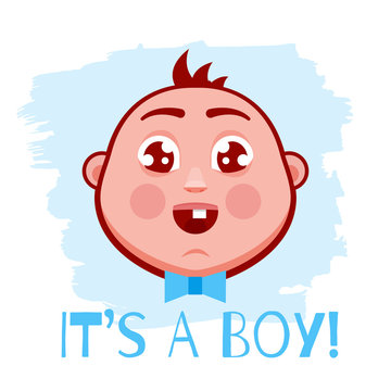 It's a boy greeting card. Baby shower. Vector illustration