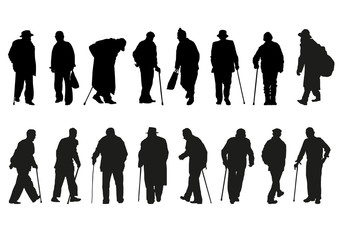 silhouettes of older men in different movements