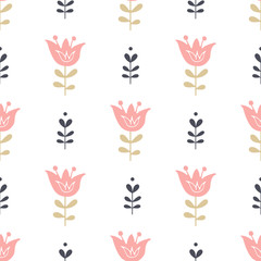 Fototapeta premium Seamless pattern with flowers. Vector floral background.