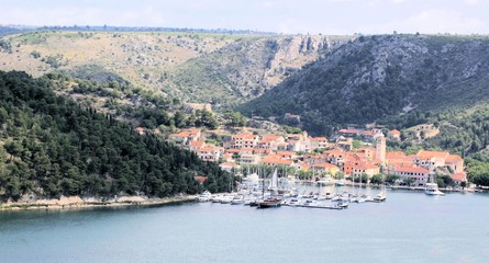Fototapeta na wymiar Skradin, view taken from a bridge , Croatia