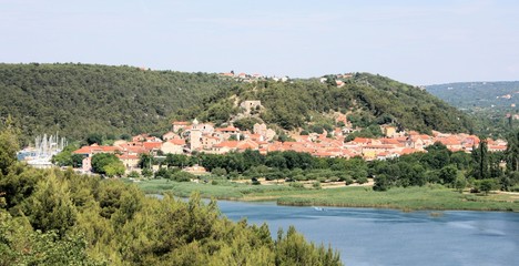 Fototapeta na wymiar Skradin ,view taken from a bridge nearby , Croatia