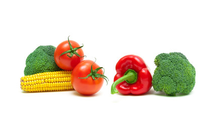 broccoli and other vegetables on a white background