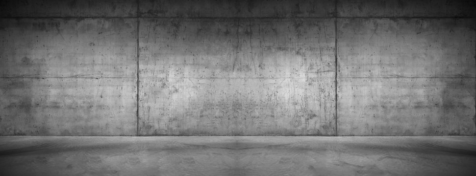 Moderne Betonmauer Hintergrund Textur Graue breite Steinwand mit Boden