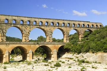 Fototapeta na wymiar Roman Aqueduct Pont du Gard Gard Languedoc-Roussillon France