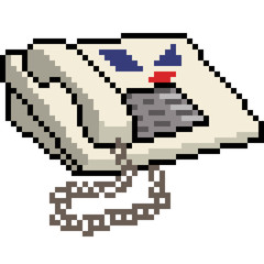 Obraz premium vector pixel art old telephone