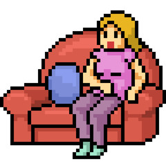 vector pixel art couch living room