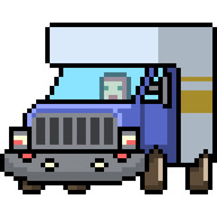 vector pixel art truck driver