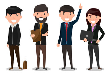Group of business people team. employee and boss standing together at teamwork concept. Flat design man and woman characters vector illustration.