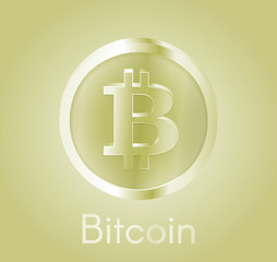 Cryptocurrency coin Bitcoin (BTC) with a realistic metal bright gold design. Background about electronic currency, business and finance. Vector EPS 10 Illustration.