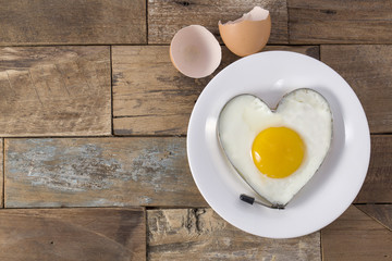 Fried egg in heart shape