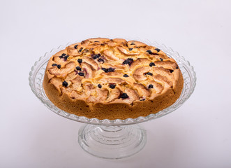 Freshly baked sweet cake with fruit